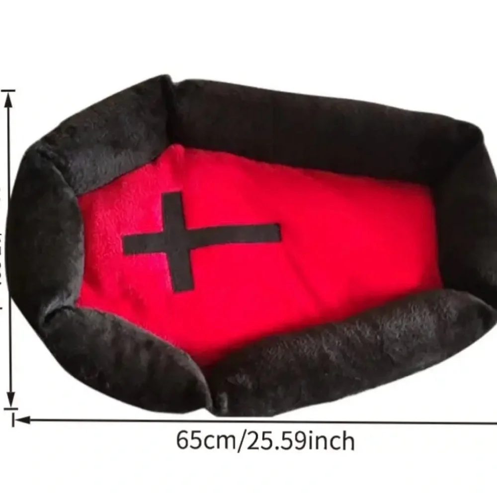 {NEW} Cozy Gothic Black and Red Cat Bed